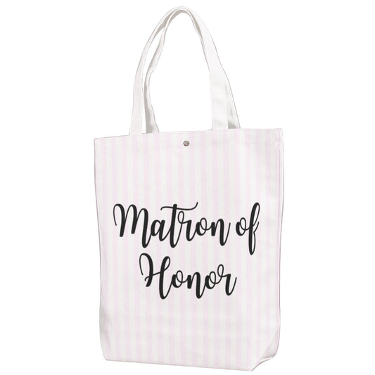Matron of Honor Striped Canvas Bag With Shoulder Strap
