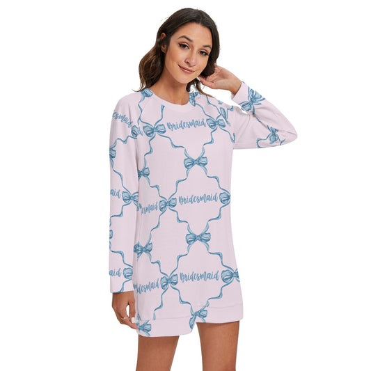 Bow Trellis Bridesmaid Women's Round Neck Raglan Sleeve Sweater