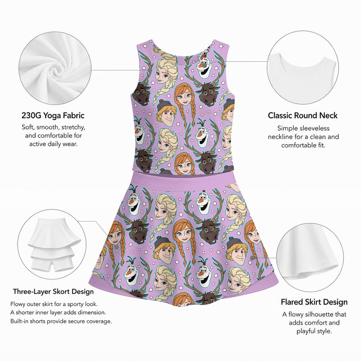 Purple Sisters Girls Sports Tank & Skort Set