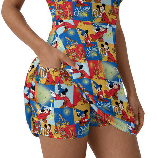 Sorcerer Squares Women’s Athletic Dress With Built‑In Shorts