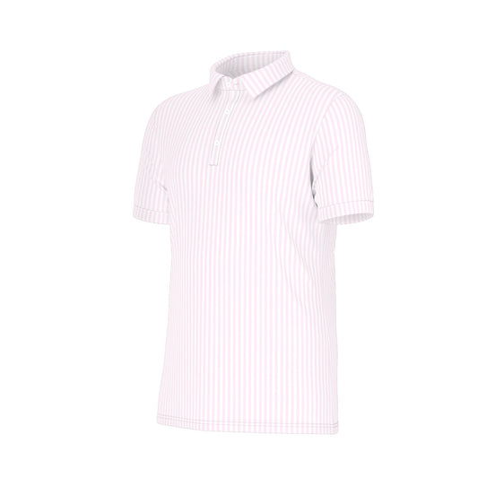 Rose Stripe Men's Stretch Collar Polo Shirt