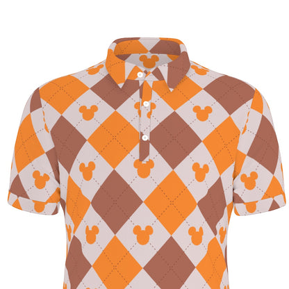 Fall Argyle MM Men's Stretch Collar Polo Shirt