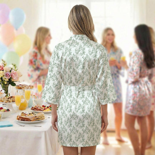 Green Castle Toile Women's Robe