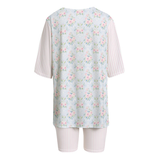 Rose Women's T-shirt Set With Short Sleeve
