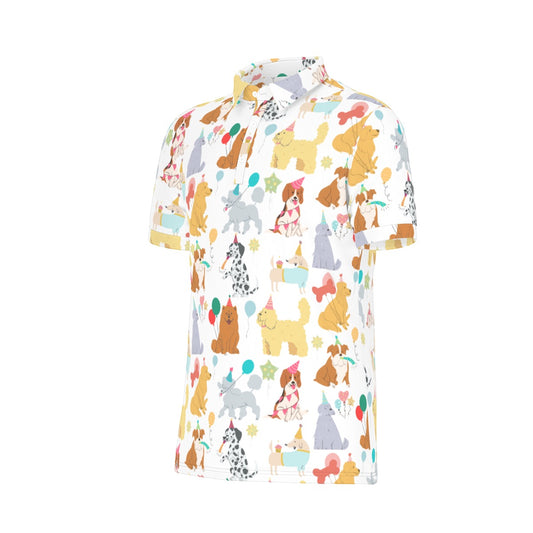 Birthday Pups Men's Stretch Collar Polo Shirt