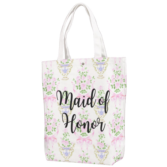 Maid of Honor Floral Canvas Bag With Shoulder Strap