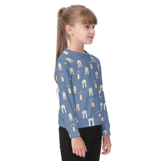 Dark Blue Beach Houses Kid's Sweater
