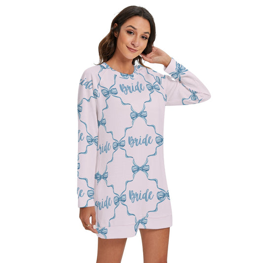 Bow Trellis Bride [pink]  Women's Round Neck Raglan Sleeve Sweater