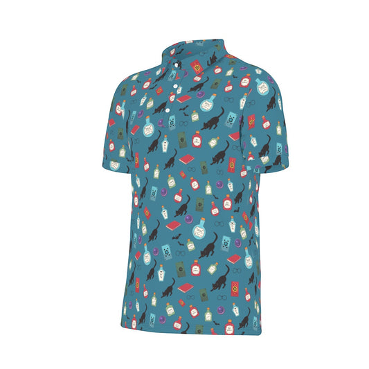 Blue Wizard Men's Stretch Collar Polo Shirt