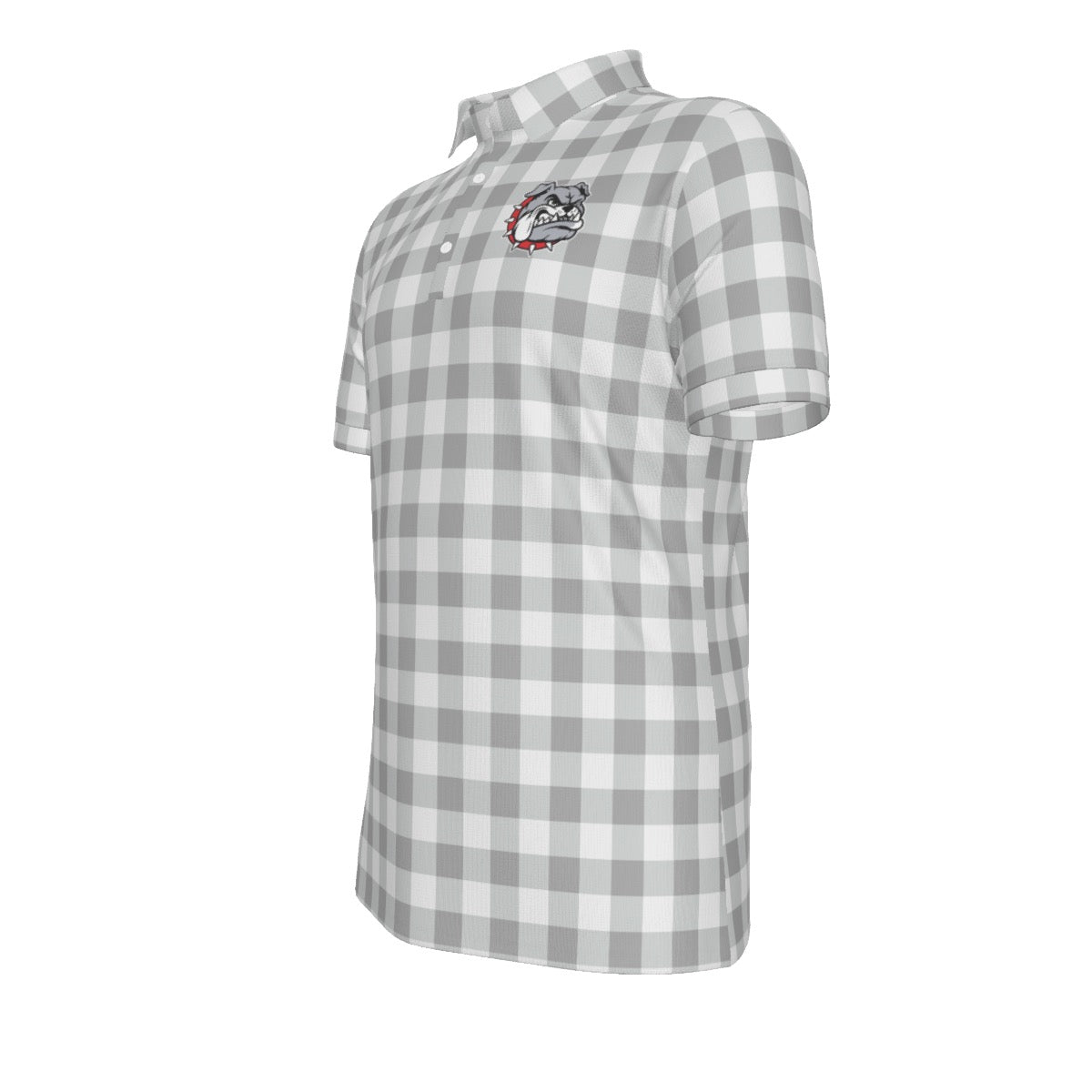 Bulldog Gingham Men's Stretch Collar Polo Shirt