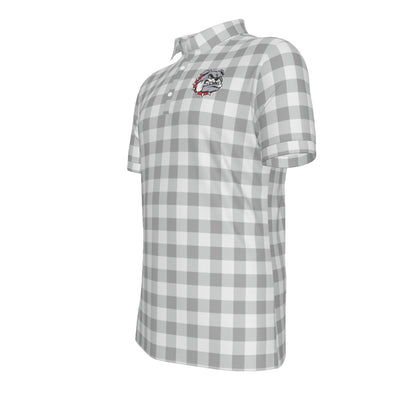 Bulldog Gingham Men's Stretch Collar Polo Shirt