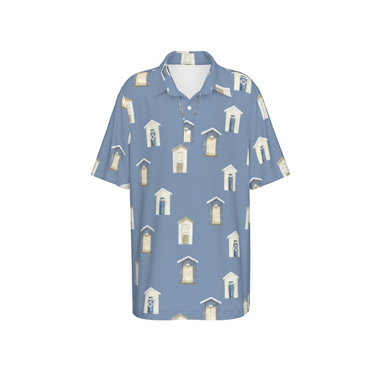 Dark Blue Beach Houses Polo Collar Jersey |210GSM