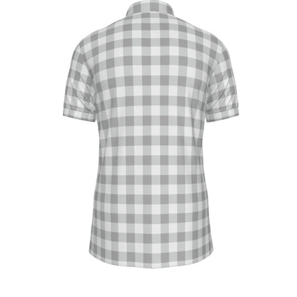 Bulldog Gingham Men's Stretch Collar Polo Shirt