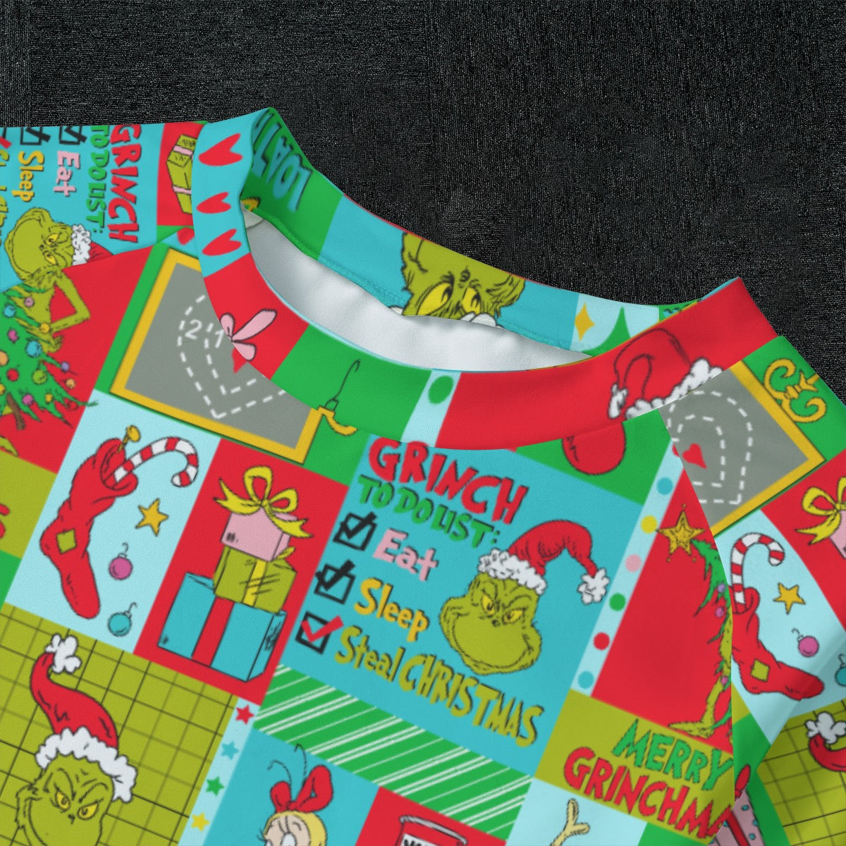 Mean One Patchwork Kid's Raglan Sleeve Pajama Set