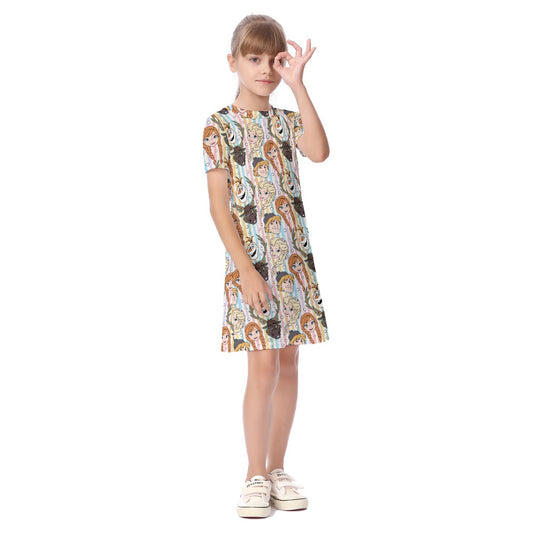 Striped Sisters & Friends Kid's Short Sleeve Dress