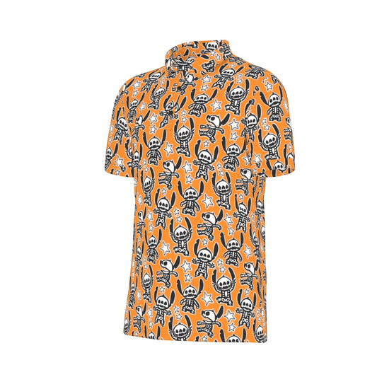 Skeleton Alien Men's Stretch Collar Polo Shirt