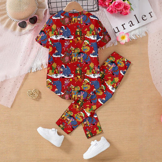 Festive Winnie & Friends Kids' Casual Top and Pants Set