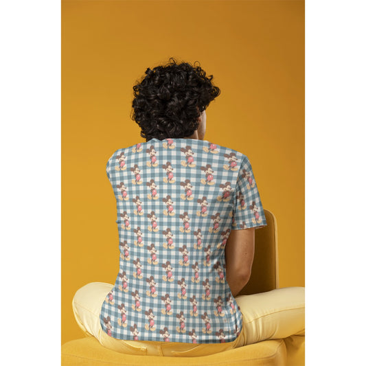 Vintage Blue Gingham MM Men's Crew Neck T-Shirt