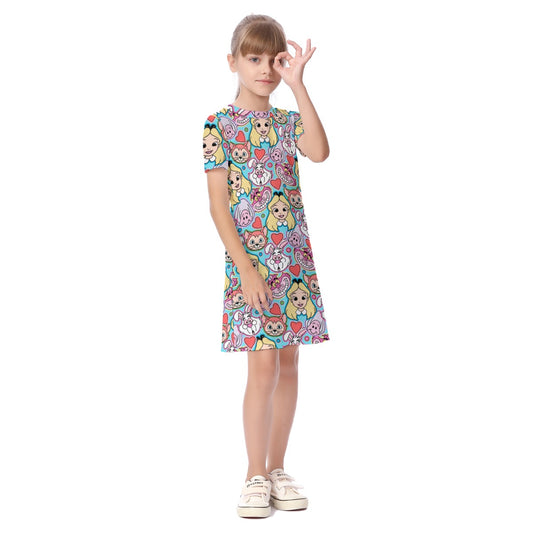 Aqua Alice & Friends Kid's Short Sleeve Dress
