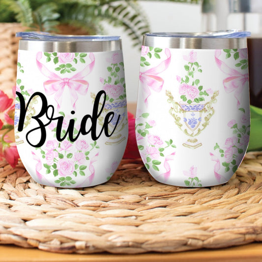 Bride Floral Stainless Steel Cup Wine Tumbler