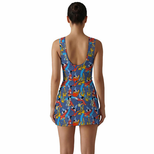 Sorcerer in Action Women's Sleeveless Bodysuit Dress