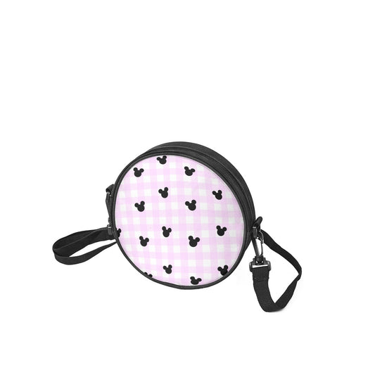 Bright Pink Gingham Round Satchel Bag