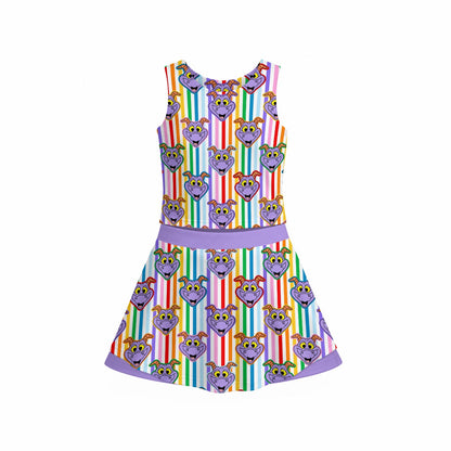 Striped Figgy Girls Sports Tank & Skort Set