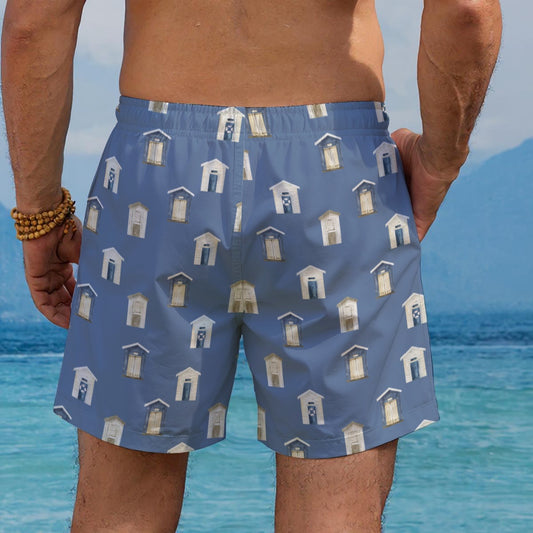 Dark Blue Beach Houses Men's Beach Shorts