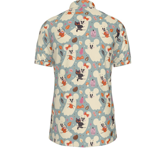 Friendly Ghosts [gray] Men's Stretch Collar Polo Shirt