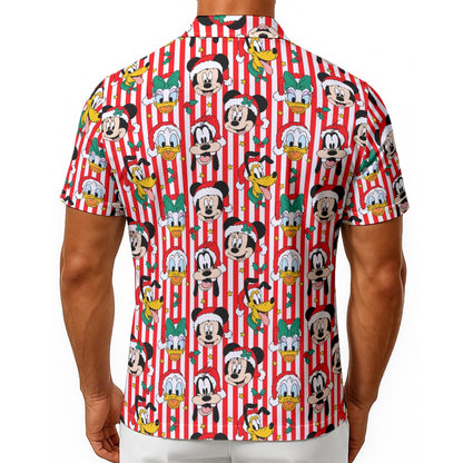 Christmas Stripe Men's Hawaiian Shirt With Button Closure