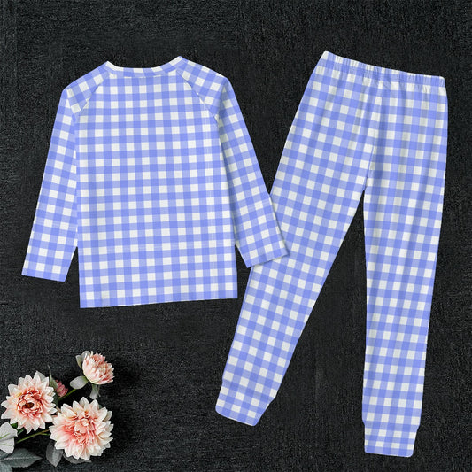 Bright Blue GIngham Kid's Sleep Pajamas