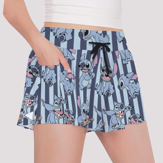 Striped Alien Girls' Sports Culottes