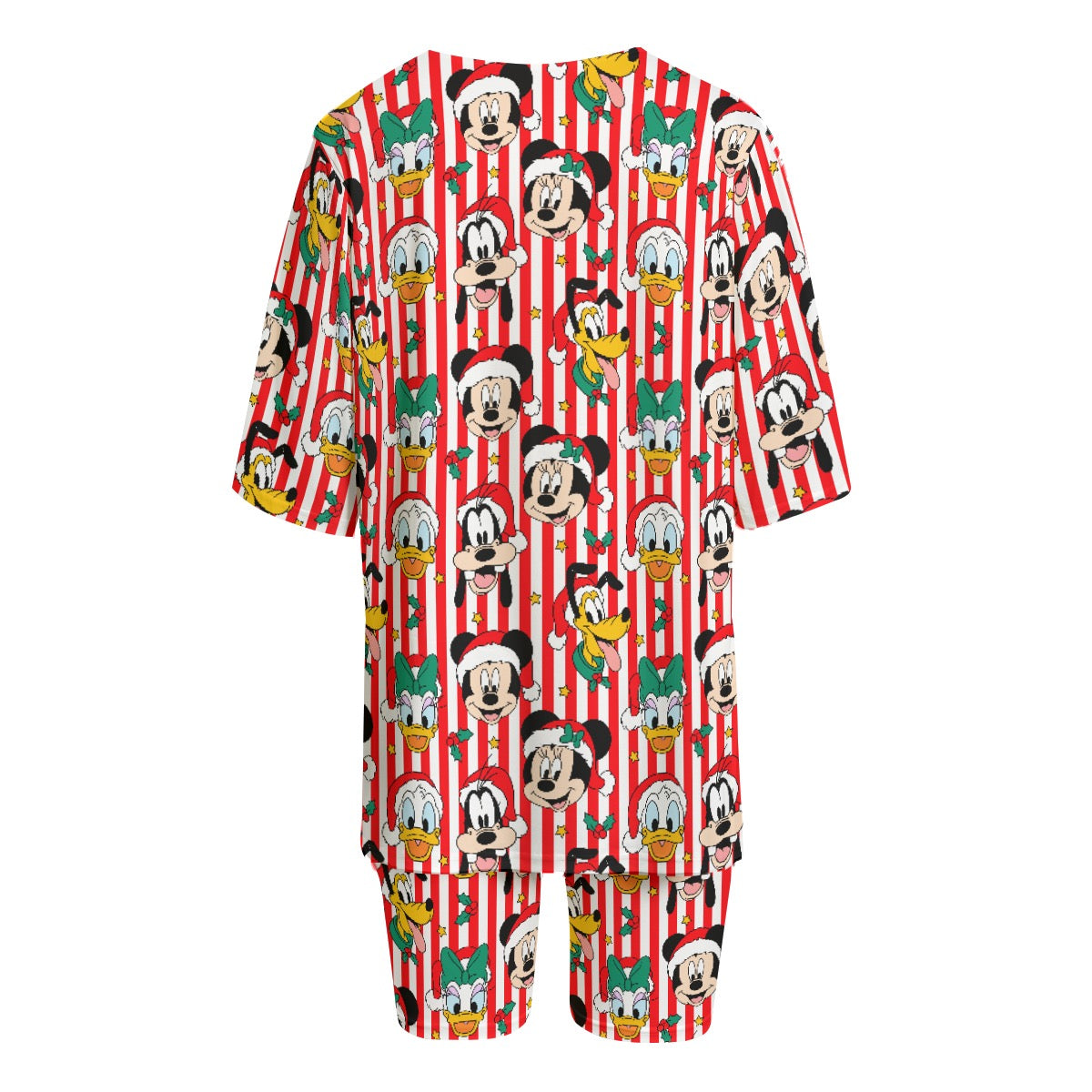 Christmas Stripe Women's T-shirt Set With Short Sleeve