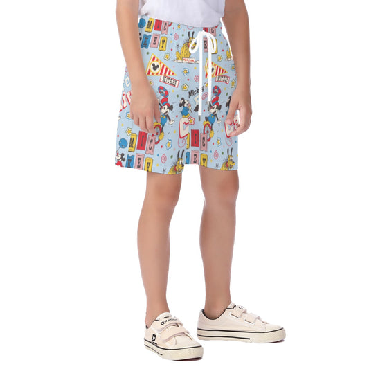 Blue Retro MM Carnival Kid's Beach Shorts