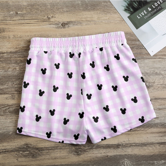 Bright Pink Gingham Women's Casual Shorts