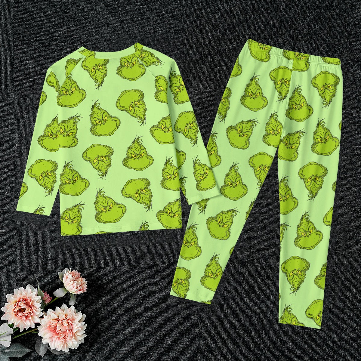 Mean One [green] Kid's Raglan Sleeve Pajama Set