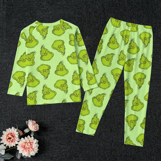Mean One [green] Kid's Raglan Sleeve Pajama Set