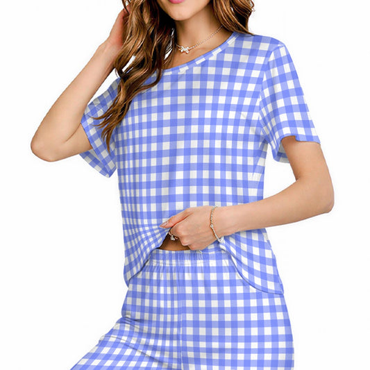 Bright Blue Gingham Women’s Loungewear Set