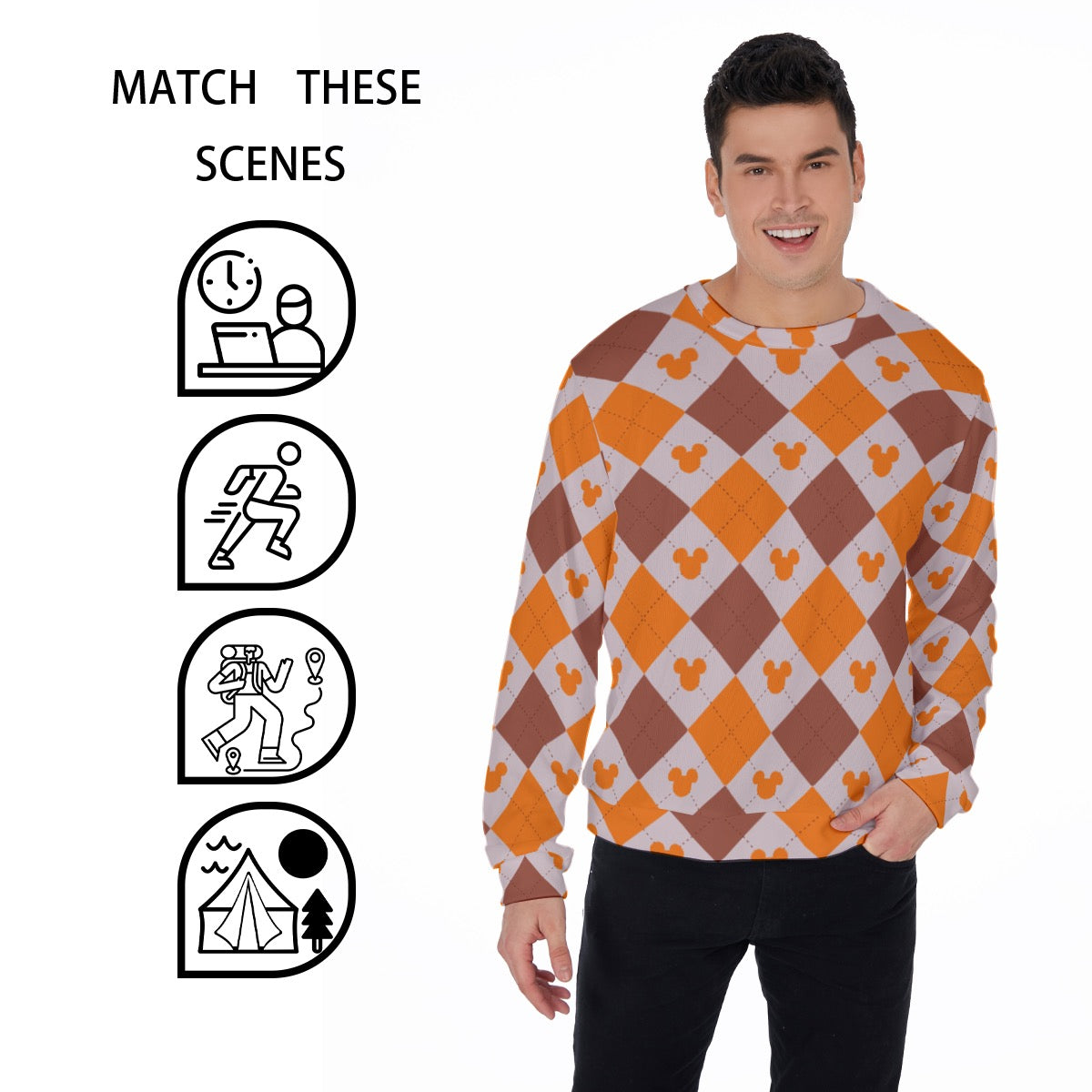 Fall Argyle MM Print Men's Sweater