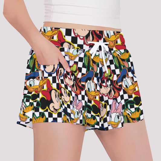 Checkered Friends Girls' Sports Culottes