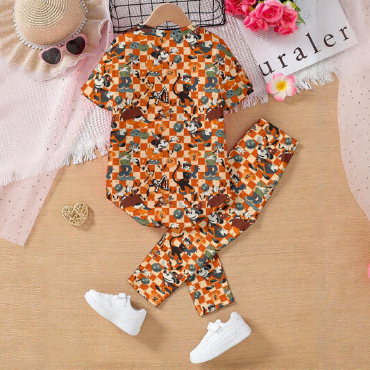 Vintage Halloween Friends Kids' Casual Top and Pants Set