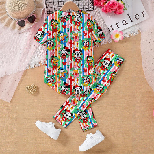 Holiday Friends [rainbow stripe]  Kids' Casual Top and Pants Set
