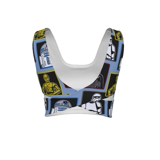 Droids & Friends [blue] Back Cross Sports Bra