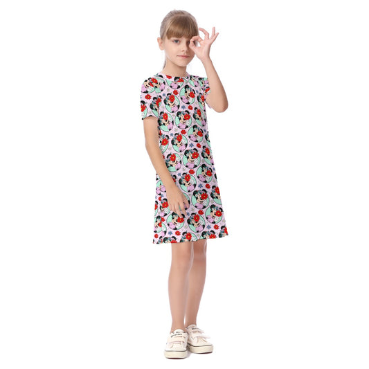 Floral Minnie Circles Kid's Short Sleeve Dress