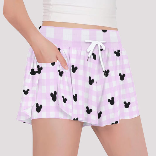 Bright Pink Gingham Girls' Sports Culottes