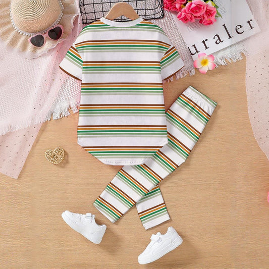 Safari Stripe Kids' Casual Top and Pants Set