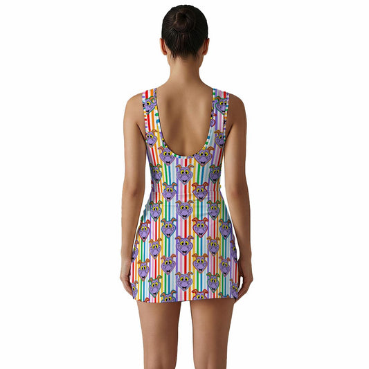 Striped Figgy Women's Sleeveless Bodysuit Dress