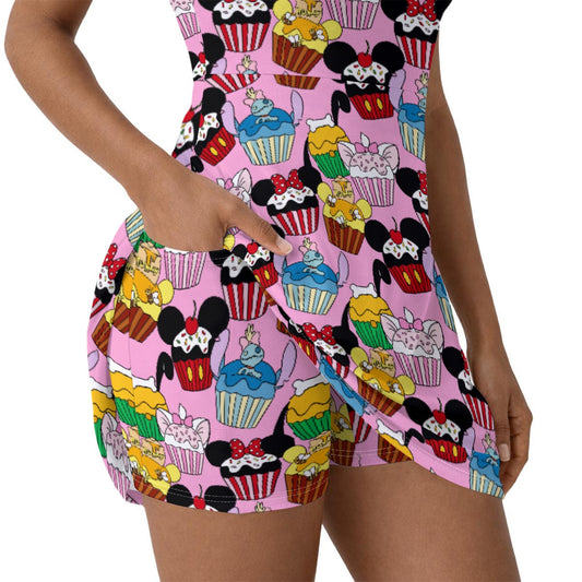 Cupcake Friends Women’s Athletic Dress With Built‑In Shorts