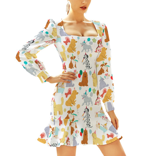 Birthday Pups Women's Ruffle Hem Dress