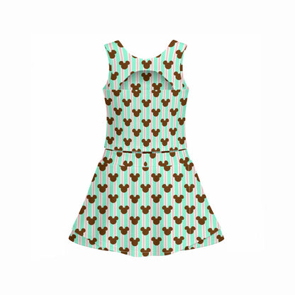 MM Merry Christmas & Christmas Mint MM Stripe Girl's Sports Tank & Skort Set